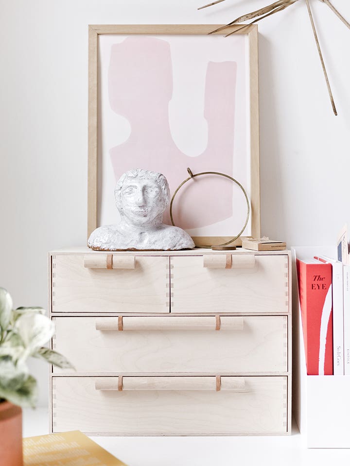 plain wood dresser with large handles